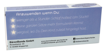 Schlafmangel- Beseitiger Traubenzucker Rückseite