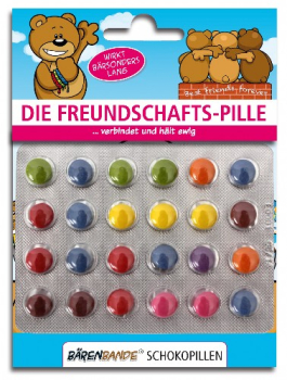 Die Freundschafts-Pille Schokolinsen Vorderseite