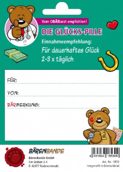 Die Glücks-Pille Schokolinsen Rückseite