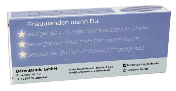 Schlafmangel- Beseitiger Traubenzucker Rückseite