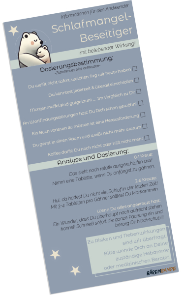 Schlafmangel-Beseitiger Traubenzucker Beipackzettel