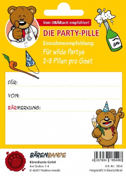 Die Party-Pille Schokolinsen Rückseite