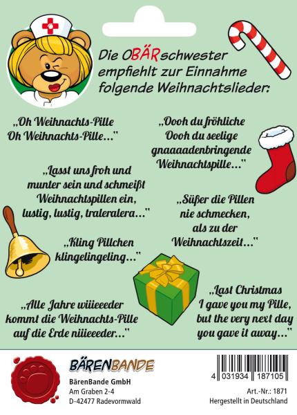 Die Weihnachts-Pille Schokolinsen Rückseite