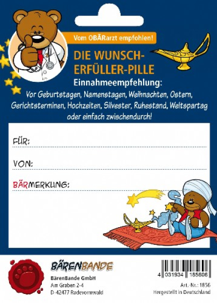 Die Wunscherfüller-Pille Schokolinsen Rückseite