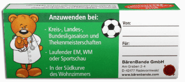 Fußballspiel-Bärgleiter Traubenzucker Rückseite